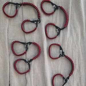 Set of 4 Paracord Grab Handles For Jeep Wrangler 4 Door and Gladiator  RED/BLACK
